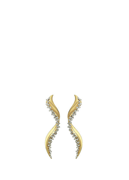 Wave Diamonds Women's Gold Earrings